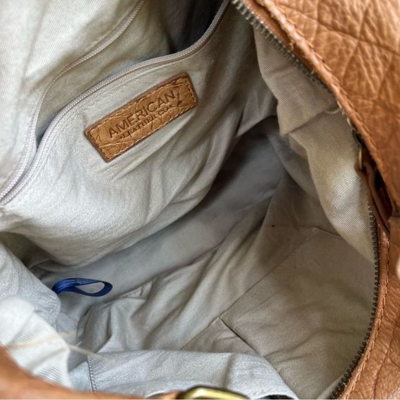 • AMERICAN LEATHER CO. Tan Embossed leather Hobo Shoulder Bag Lenox Hampton - Picture 10 of 11